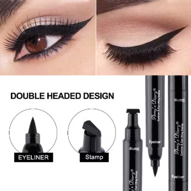 2in1 EYELINER STAMP Wing Eyeliner Liquid Waterproof Stamp Eyeliner 2 in 1 Eyeliner Spidol