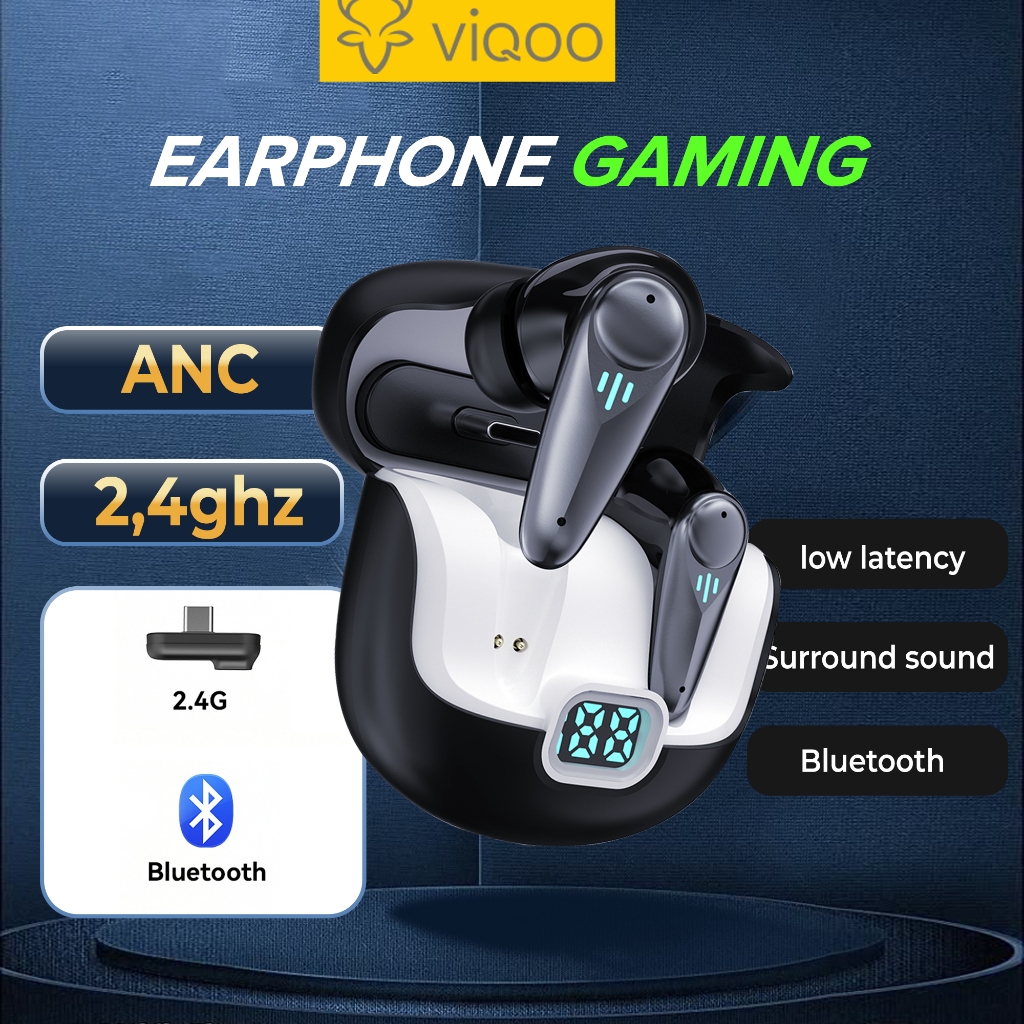 Viqoo EP73X 4 NC Earbuds Bluetooth 5.4 ANC Hi-Res Sound Earphones 2.4G Gaming  Headset TWS 50H Batte