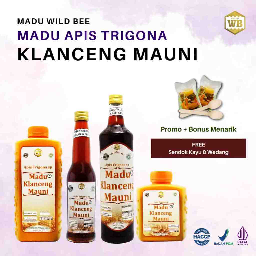 

Madu Wild Bee - Klanceng Mauni 1kg All Varian Madu Wild Bee - BPOM - Lebah Apis Trigona - Kelulut