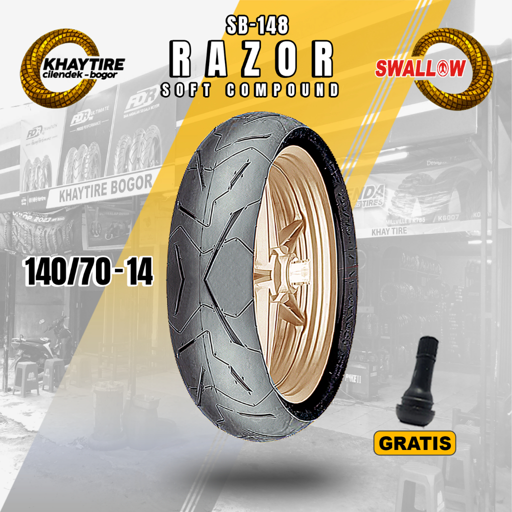 Ban Belakang Motor Aerox Soft Compound SWALLOW RAZOR 140/70 Ring 14 Tubeless