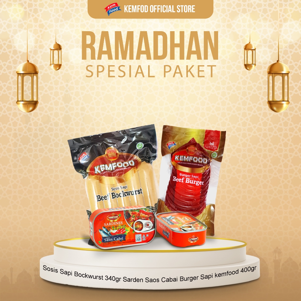 

PAKET RAMADHAN 1 - Sosis Sapi Bockwurst Original 340gr - Sarden Saos Cabai - Burger Sapi Kemfood 400gr