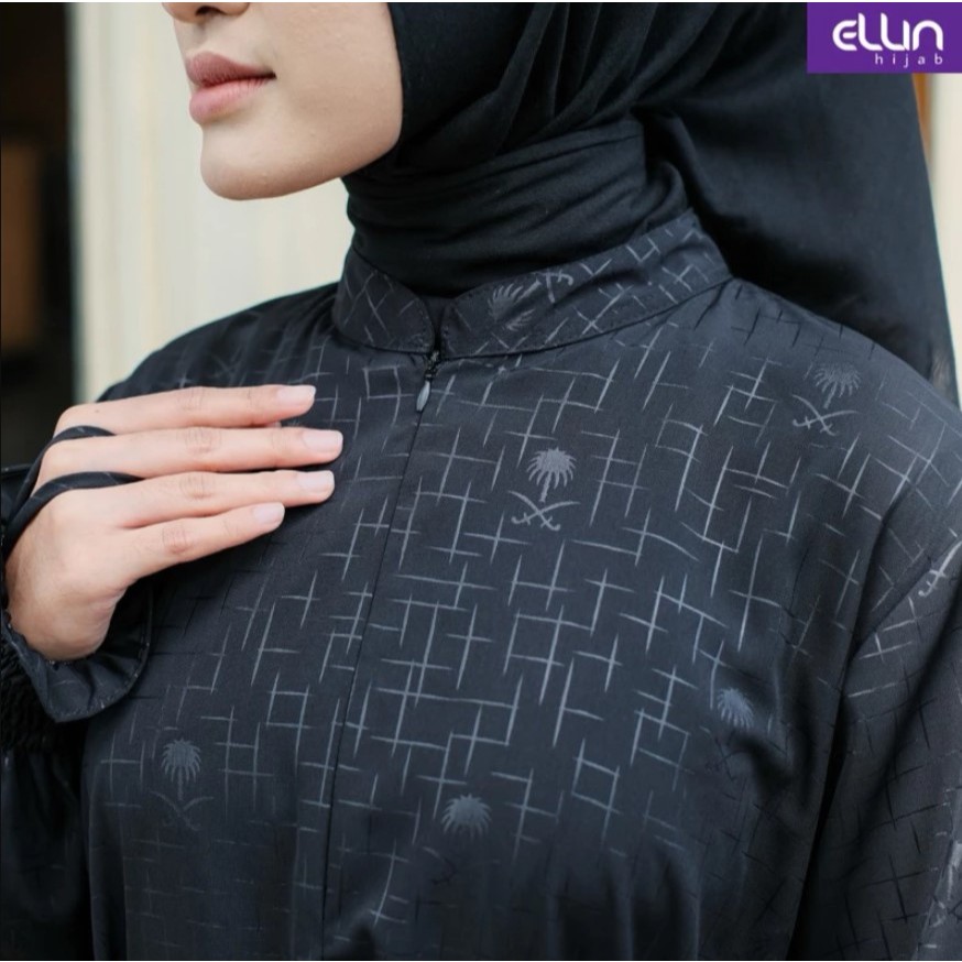 Gamis Lebaran Terbaru 2025 || Ellin Hijab Abaya Wanita Emboss Palm Busui Friendly
