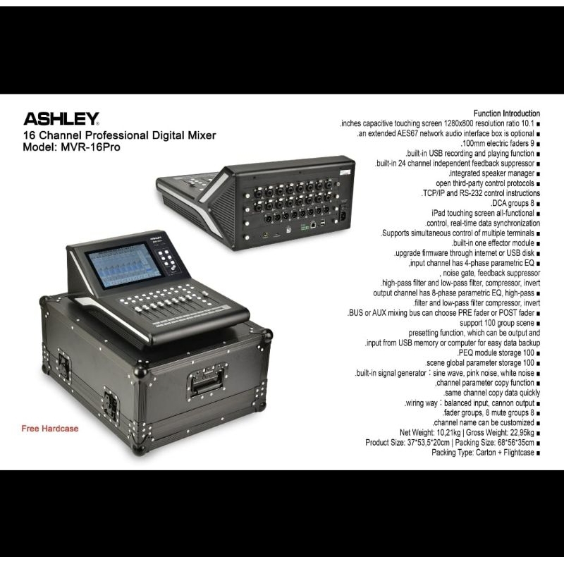 DIGITAL MIXER ASHLEY MVR 16 PRO/ MIXER ASHLEY MVR16PRO