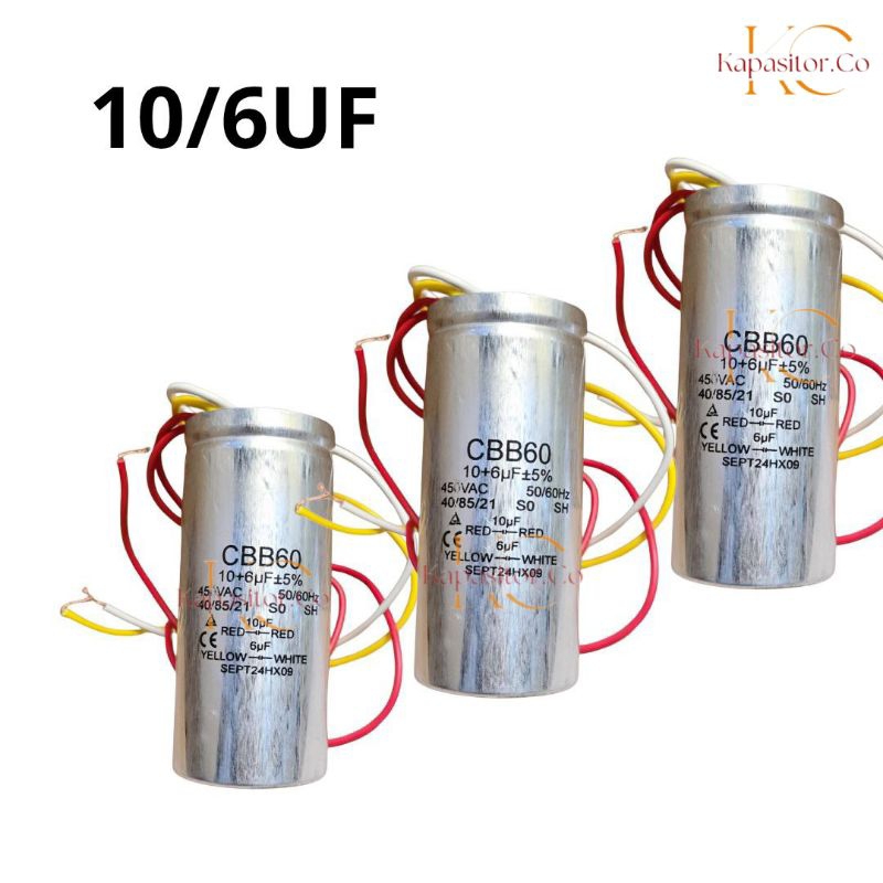 kapasitor mesin cuci midea 2 tabung CBB60 10/6uf stainles 7kg 8kg 9kg 10kg 11kg 12kg 13kg 14kg 15kg 