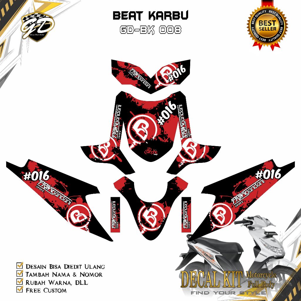 Decal Beat Karbu Full Body Stiker Decal Beat Karbu Full Body 2008 2009 2010 2011 2012 GD-008