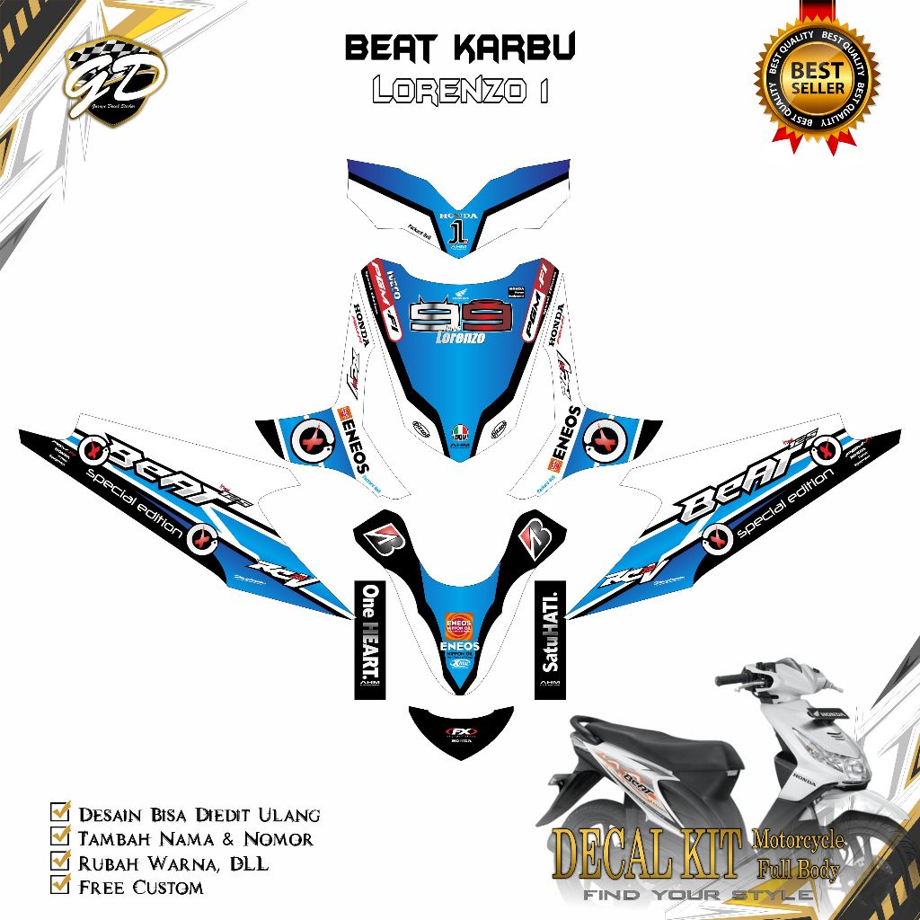 Decal Beat Karbu Full Body Stiker Decal Beat Karbu Full Body 2008 2009 2010 2011 2012 Lorenzo