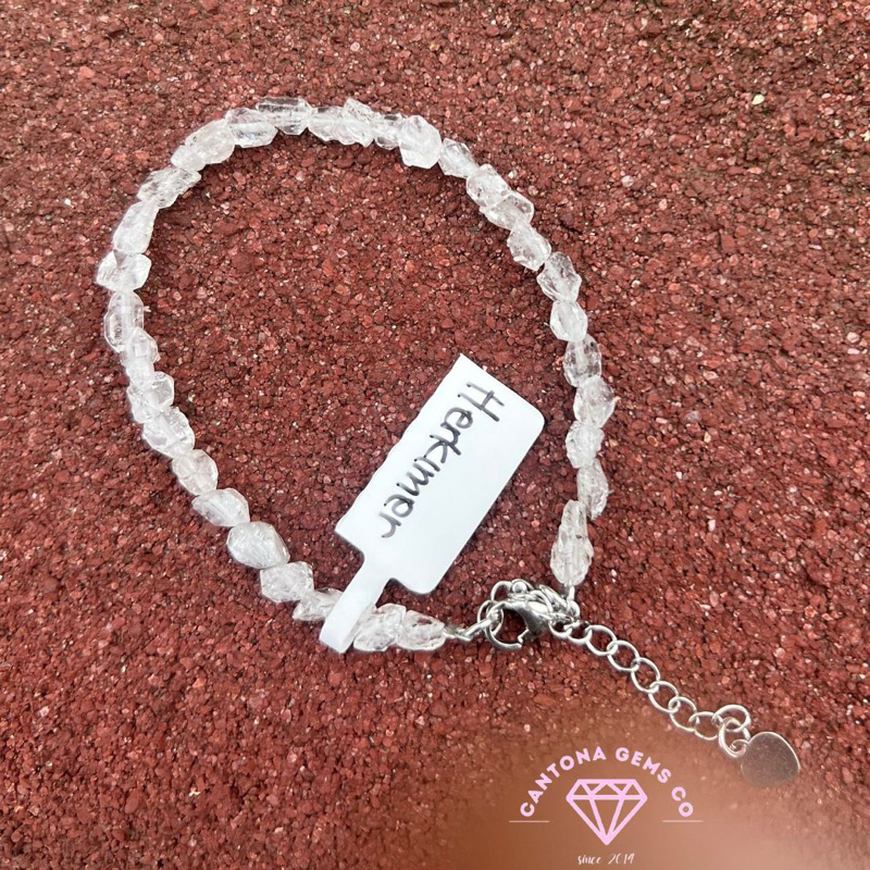 Gelang batu Alam Asli Herkimer Tumble 3mm