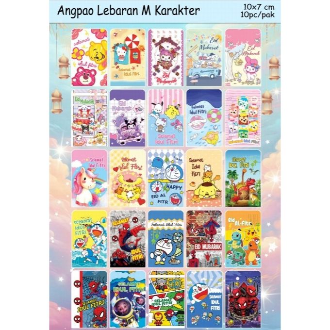 

AMPLOP ANGPAO LEBARAN IDUL FITRI KECIL , BESAR / 10PAK (100PCS) - M Karakter