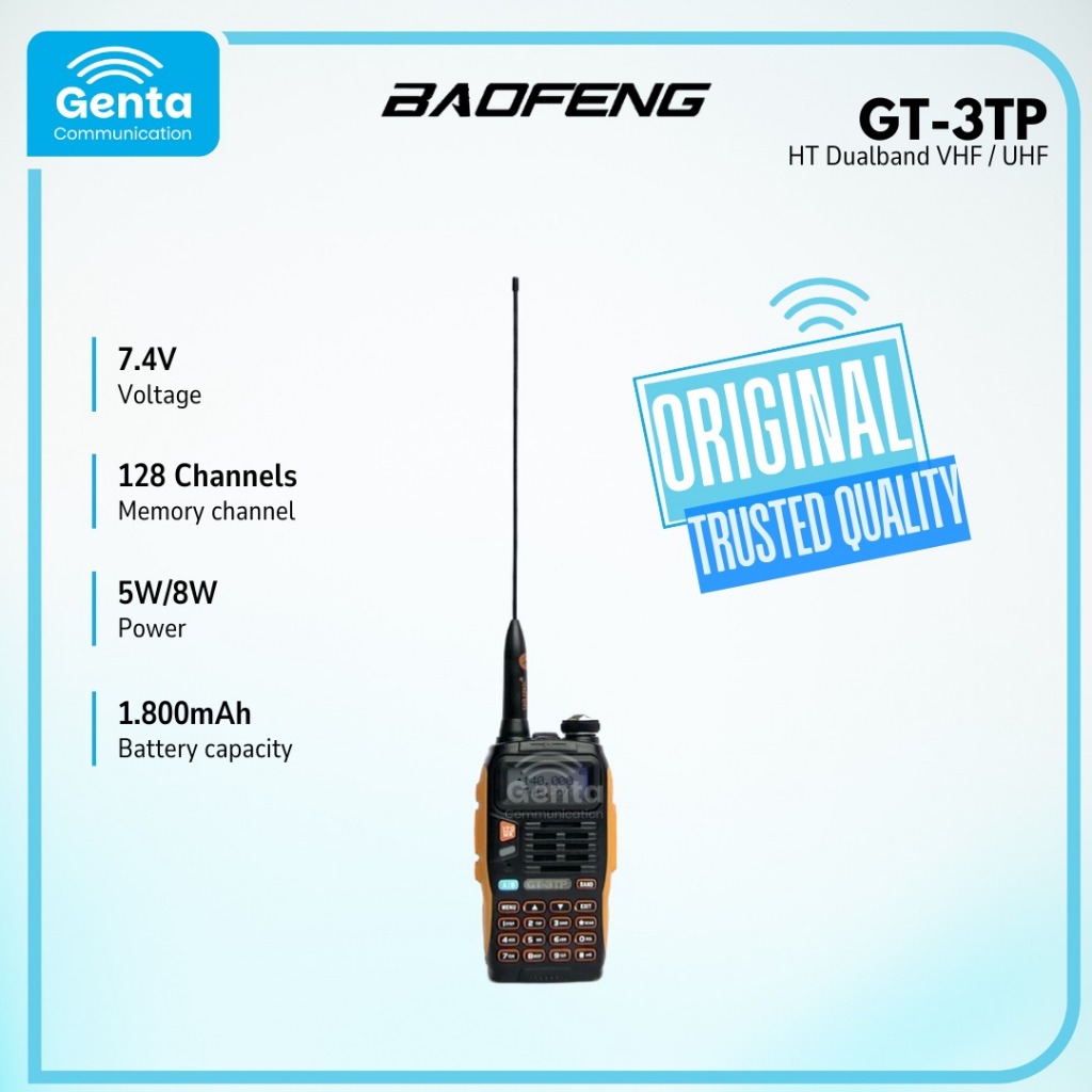 HT BAOFENG GT-3TP / BAOFENG GT 3TP GT-3TP / HT BAOFENG DUALBAND VHF UHF GARANSI BARU ORIGINAL TERMUR