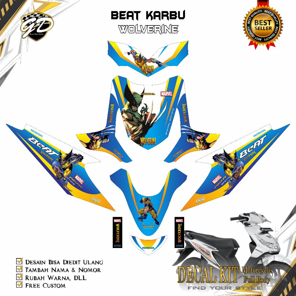 Decal Beat Karbu Full Body Stiker Decal Beat Karbu Full Body 2008 2009 2010 2011 2012 Wolverine
