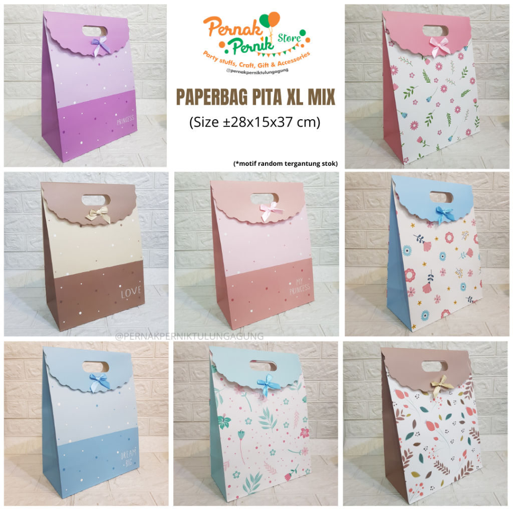 

Paper Bag Pita Mix - Size XL - Motif warna kirim random - Paper bag Tanggung