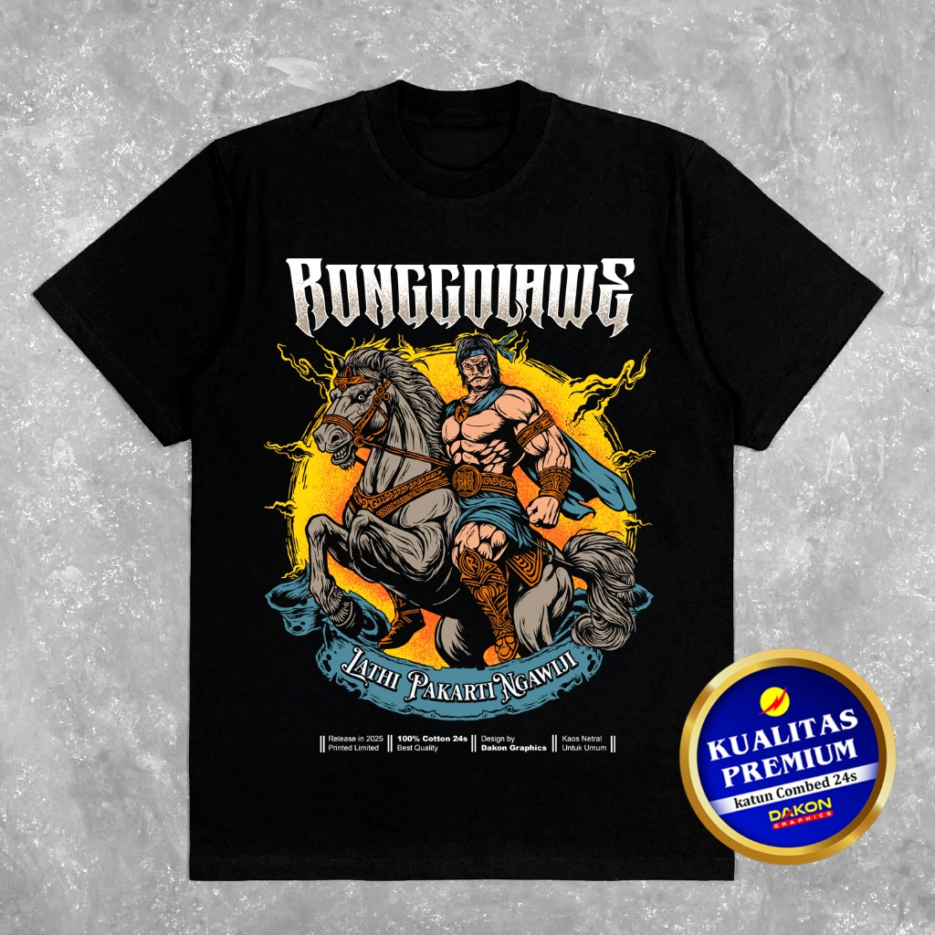 Kaos Ronggolawe original dakon graphics bahan katun 24s premium - Kaos Ronggolawe Tuban hitam dan pu