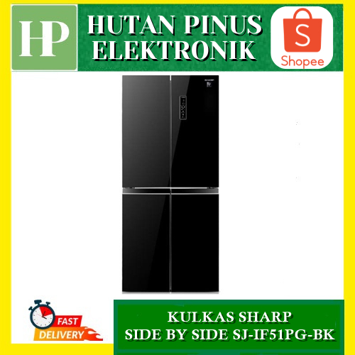 KULKAS 4 PINTU SHARP SJ-IF51PG-BK 472 L J-TECH INVERTER SJIF51PGBK - SJ-IF51PG-BK