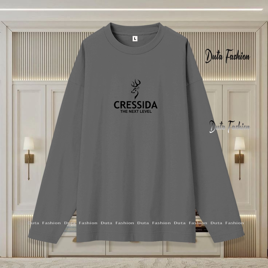 T Shirt Kaos Distro Lengan Panjang Cressida Premium Text Hitam Distro Lengan Pendek Baju Unisex