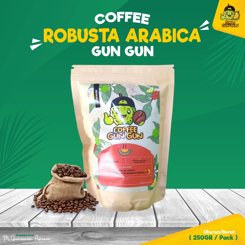 

Coffee Gun Gun 250gr Kopi Spesial Mix Robusta Flores Arabika Aceh Gayo