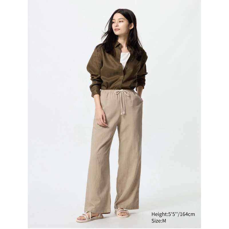 WOMEN Celana Relax Linen Blend UNIQLO
