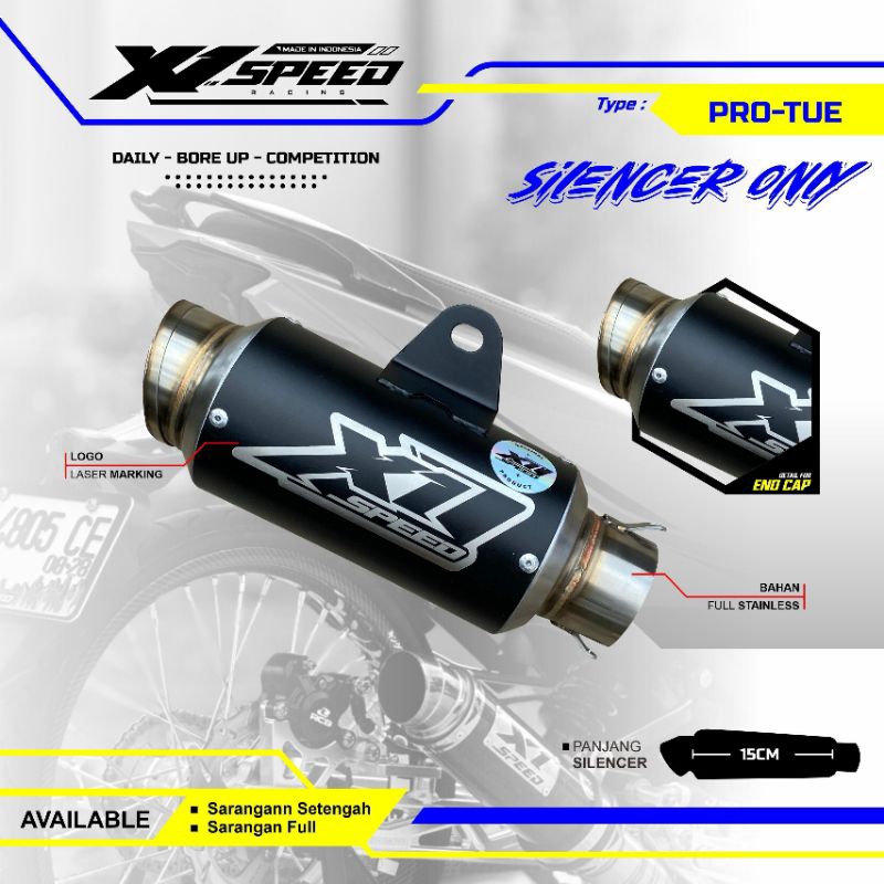 Silincer Only Type Pro-Tue Original X1 Speed Racing Finishing Black Coating Slincer Kompetisi