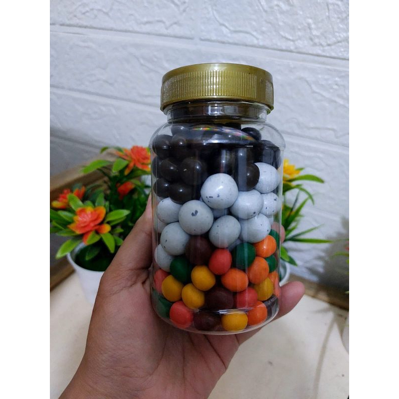 

cemilan coklat mix warna kemasan toples mini 300 gr