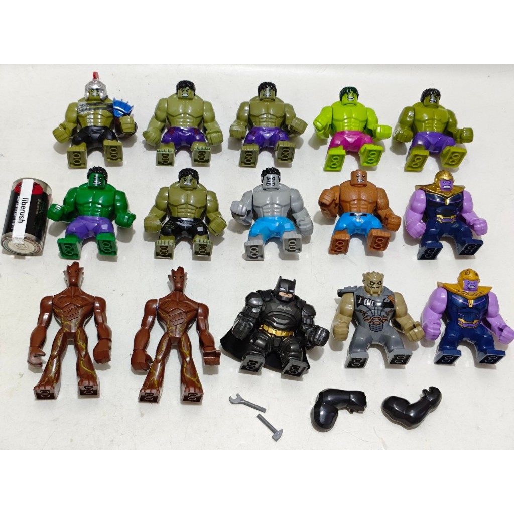 Set marvel avengers hulk thor ragnarok , grey hulk , fantastic four ben grimm the thing , thanos , g