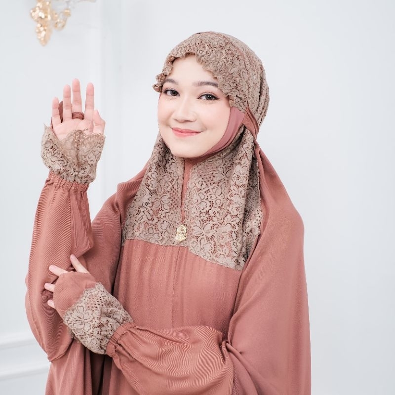 Mukena Marwa by elkisa/mukena putih/mukena terusan putih/mukena renda/mukena rayon twill/mukena adem