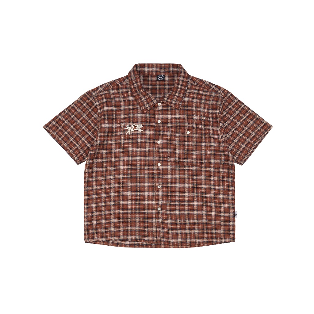 GDCK Flanel Shirt FLAPID Brown / Flannel Boxy / Kemeja Flanel Pendek Boxyfit Coklat
