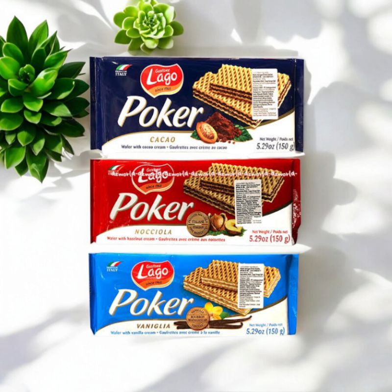 

Wafer Lago Poker (Asli!!! 150Gr) /Hazelnut/Kakao/Vanilla