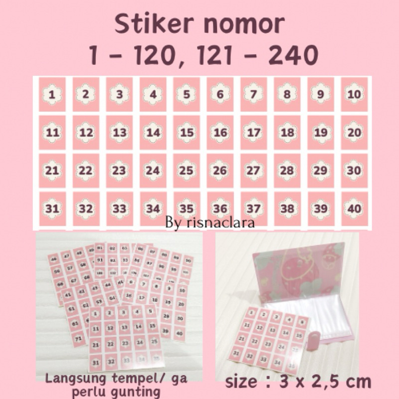 

LANGSUNG TEMPEL Sticker Angka 1-120 / 3 x 2,5 cm / stiker nomor 1 - 120 stiker album menabung