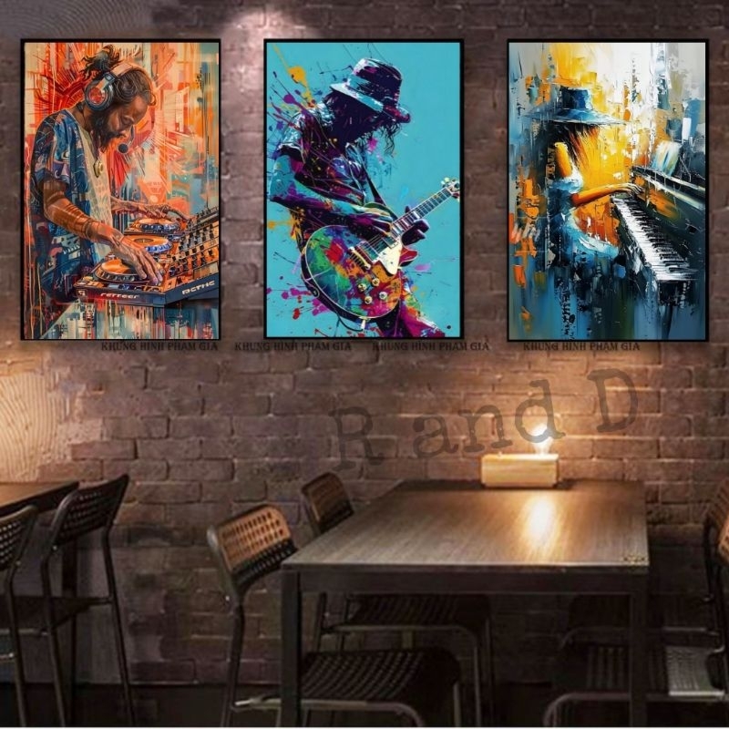 Hiasan Dinding Aesthetic Gambar Music band Ukuran 47x31, Dekorasi dinding kamar motif abstract ukura