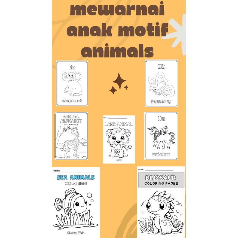

mewarnai gambar anak motif animals(minimal order 20 lembar)