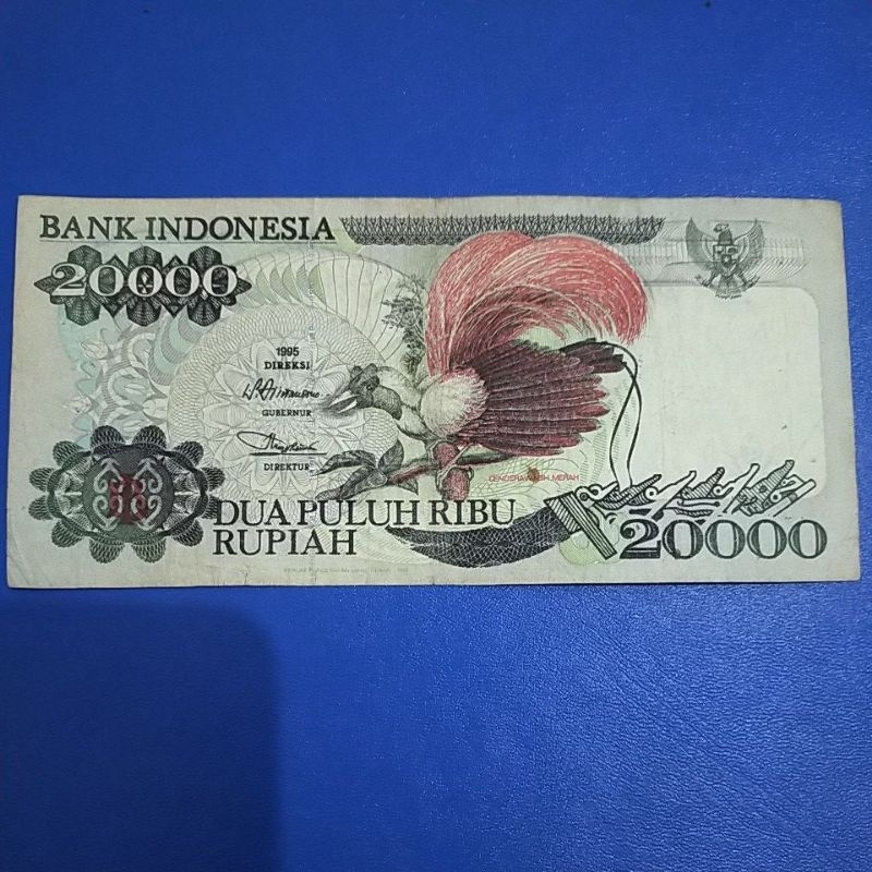 20.000 Rupiah cendrawasih Tahun 1995 bekas pakai bagus