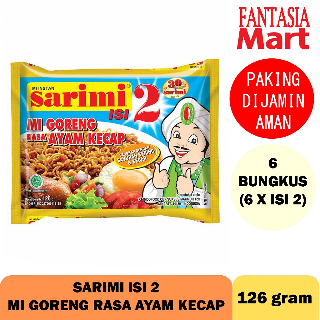 

SARIMI ISI 2 RASA MI GORENG AYAM KECAP PACK PER 6 BUNGKUS (6 X ISI 2) FUN CORNER DENGAN PAKING AMAN