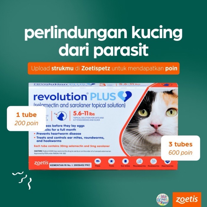 Tetes kutu revolution orange Revolution Cat Plus Orange 2.5 - 5 kg / Obat Kutu Kucing - 1 TUBE