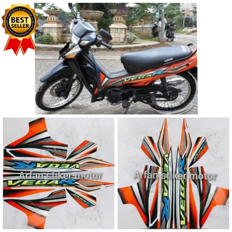 STRIPING LIST STIKER MOTOR YAMAHA VEGA R LAMA HITAM OREN 2005 BERKUALITAS