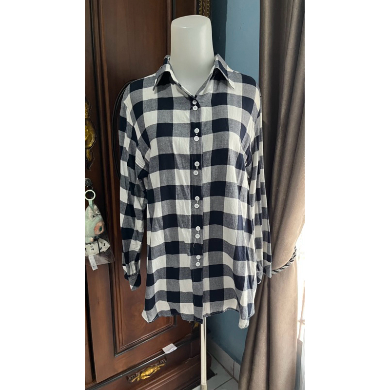 Baju Kotak Biru Wanita