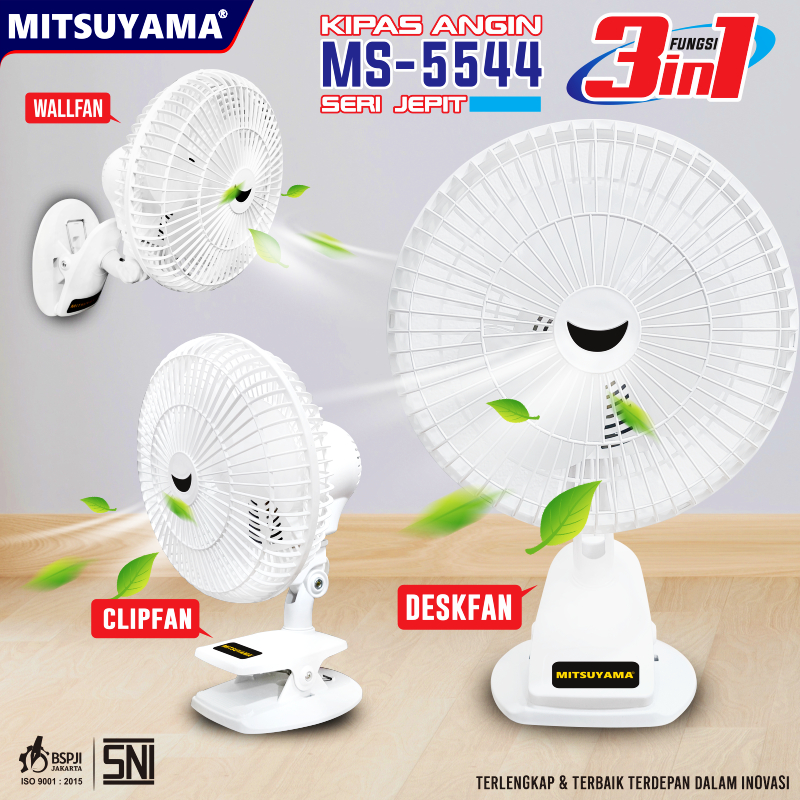 Mitsuyama Kipas Angin Meja / Jepit 3in1 / Deskfan Mitsuyama MS-5544 9 Inch