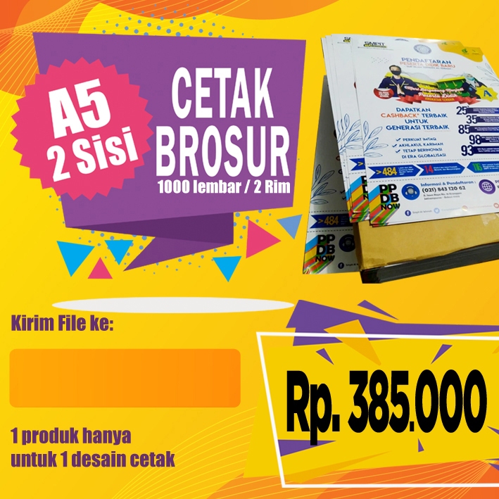 

Cetak Brosur A5 (2 Sisi ) 2 rim / 1000 lbr | Art Paper 120 gr Murah !