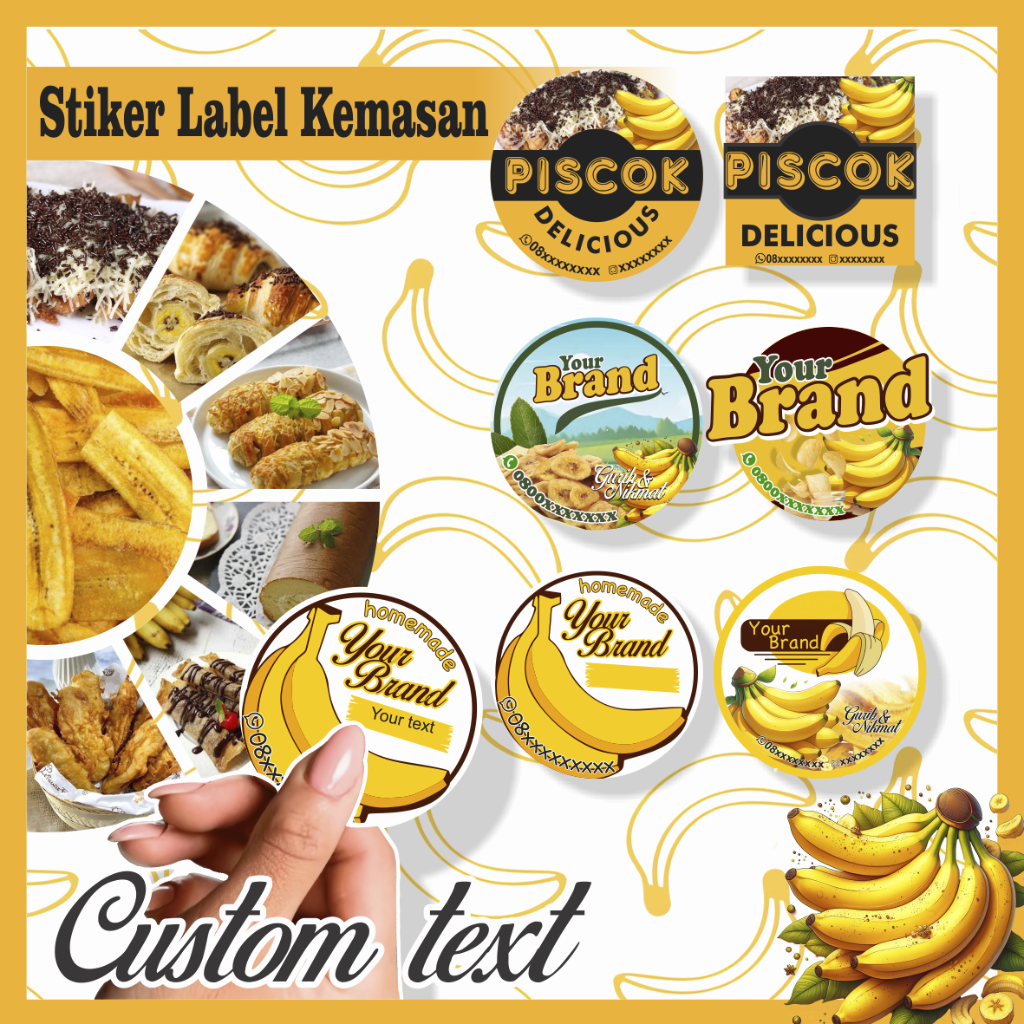 

Sticker Custom Text Brand Stiker Label Kemasan Produk Vinyl Glossy