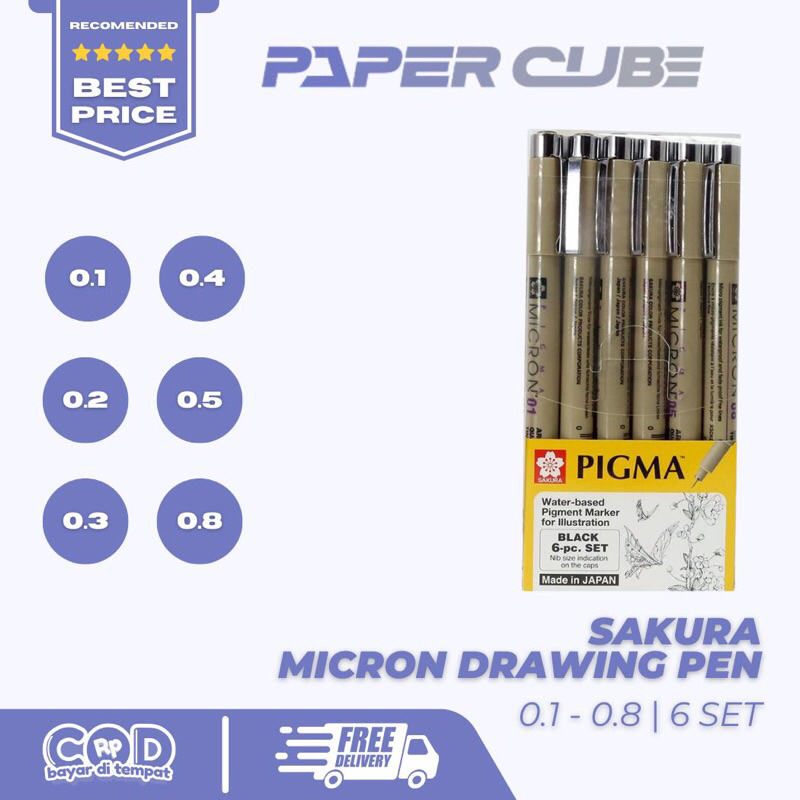 

SAKURA PIGMA MICRO | 6 SET DRAWING PEN 0.1-0.8