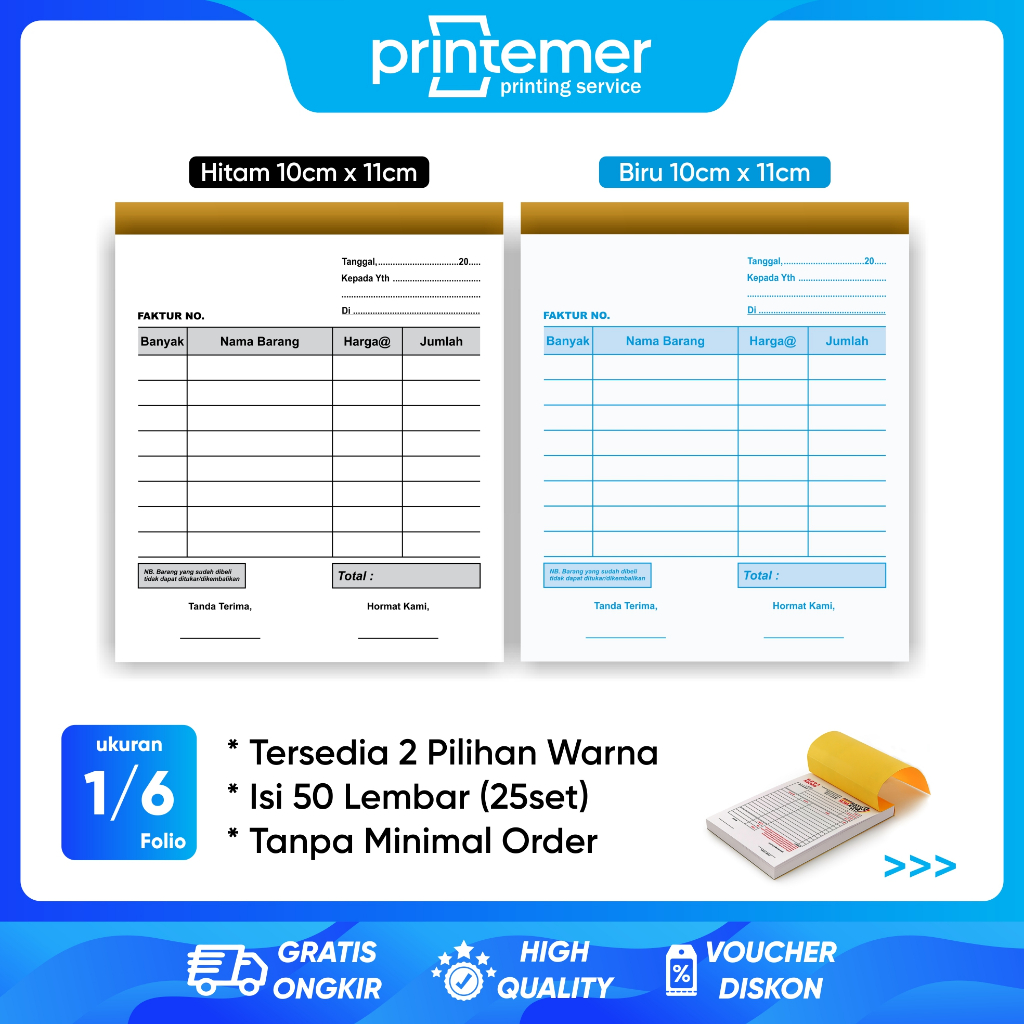 

Nota Penjualan Mini Tanpa Logo Model Garis 2 Ply (Non Custom)
