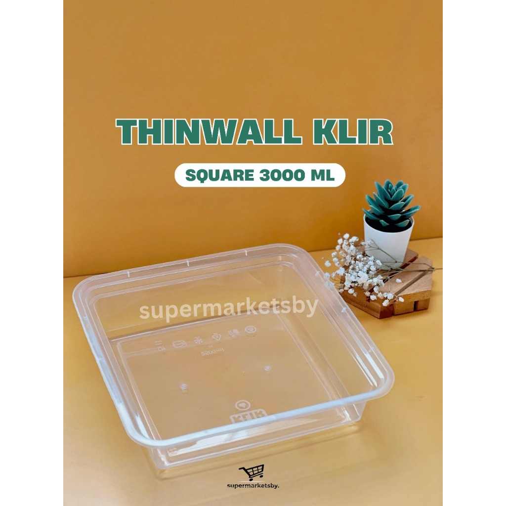 Thinwall Square 3000 ml / Food Container 3000 ml Transparan KLIR