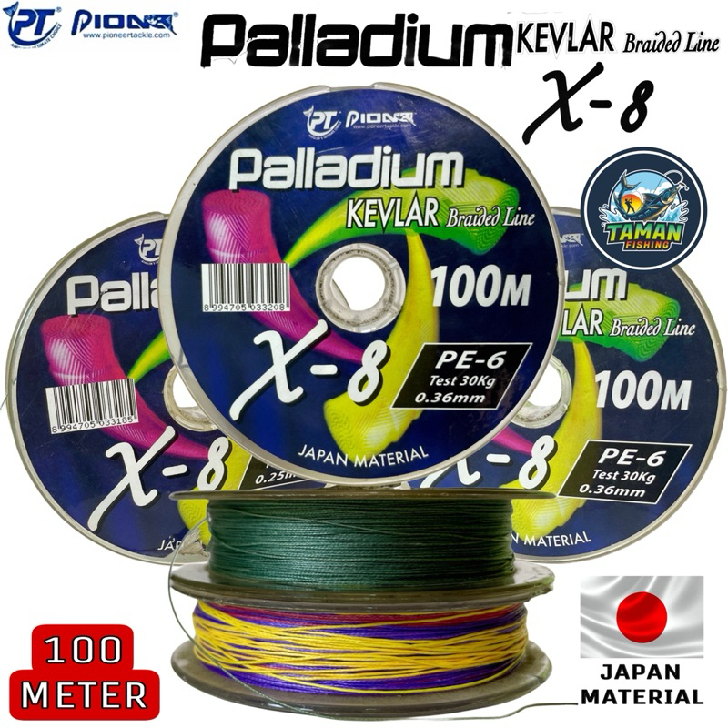 Senar Pancing PE Pioneer PALLLADIUM Kevlar Braided Line X-8 100Meter
