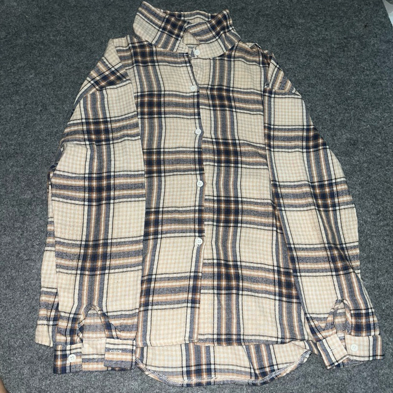Kemeja Flanel Cream Oclo