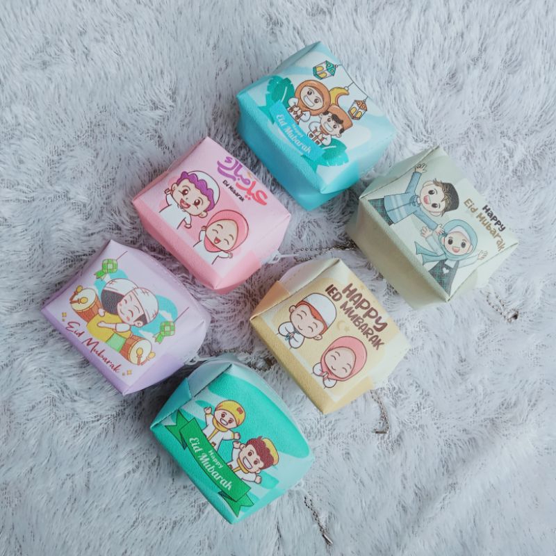(12pcs) Dompet lebaran kubus karakter/ dompet gantungan kunci islami viral