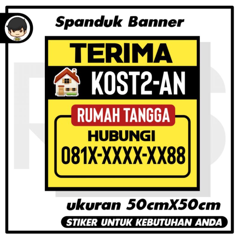Spanduk banner dapat 2pc /kost kost an di perumahan perkampungan