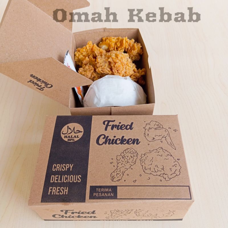 

25 Lembar box fried chiken / Dus fried chiken / Kemasan fried chiken