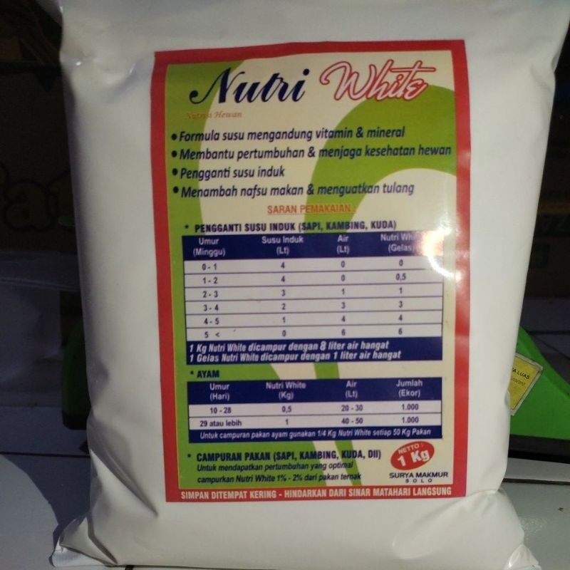

NUTRI WHITE susu sapi kambing kuda kemasan 1kg