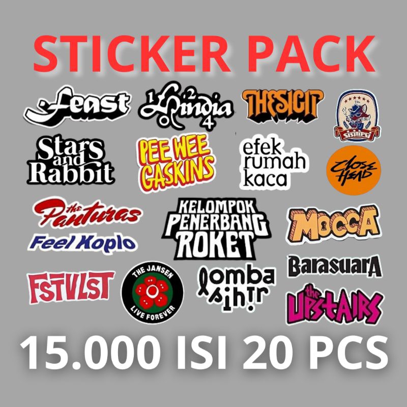 

[20 pcs] STICKER PACK Aesthetic Band Lokal Kualitas Bagus Harga Murah
