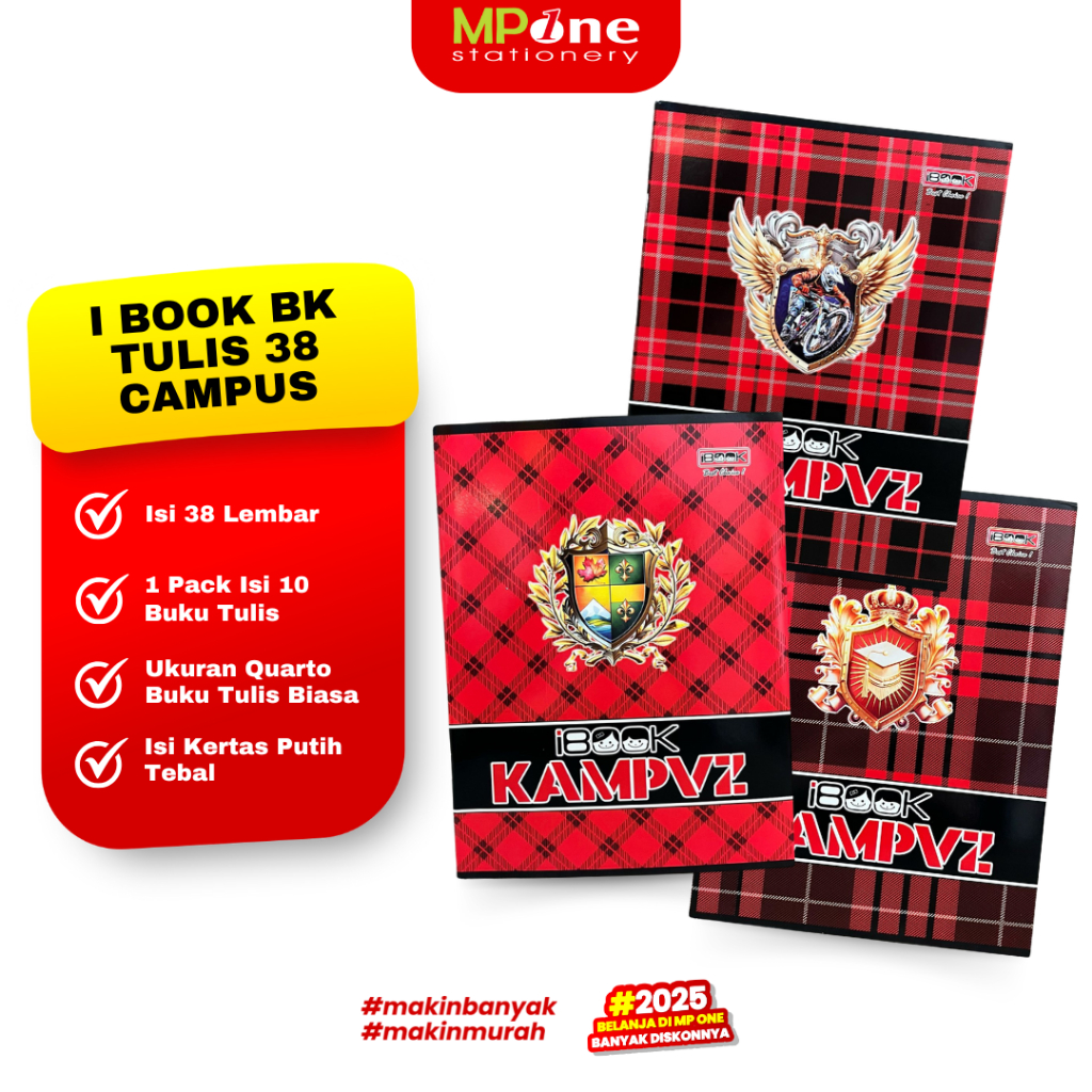 

(1 PACK) I Book Buku Tulis Campus 38 Lembar / Buku Tulis Kertas Putih Isi 38 Lembar Motif Campus I BOOK/10 Pcs Buku