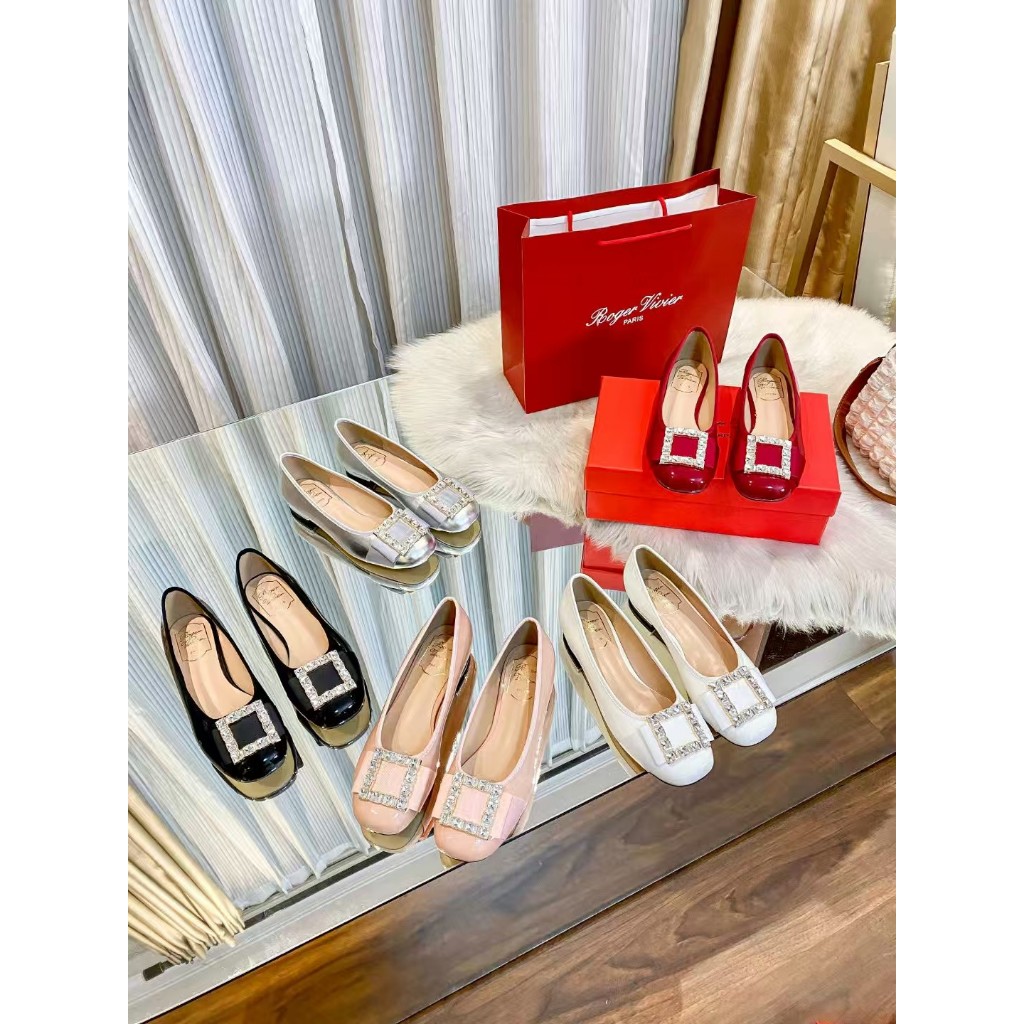 【RV】Roger Vivier 2025 Spring/Summer new women's shoes Diamond buckle/square buckle Mary Jane shoes P