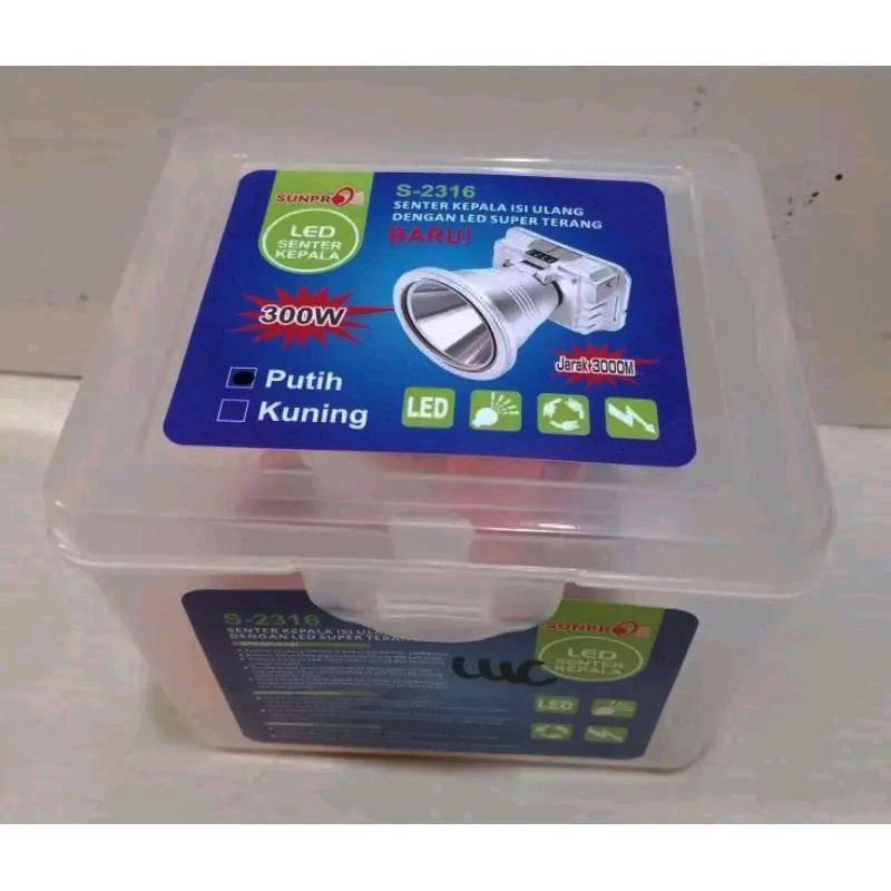 Senter Kepala Sunpro S-2316 / Senter Kepala Sunpro 300 Watt Cahaya Putih / Sunpro Senter Kepala Led 